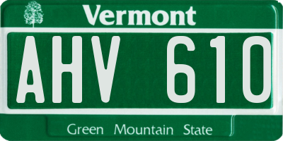 VT license plate AHV610