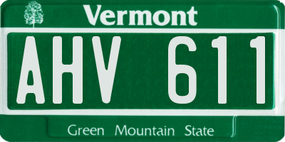 VT license plate AHV611