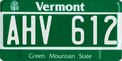 VT license plate AHV612