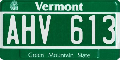VT license plate AHV613