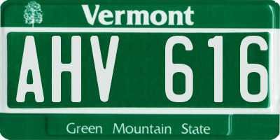 VT license plate AHV616