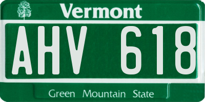 VT license plate AHV618