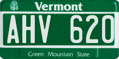 VT license plate AHV620