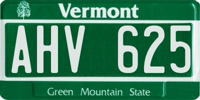 VT license plate AHV625