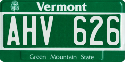 VT license plate AHV626