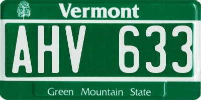 VT license plate AHV633