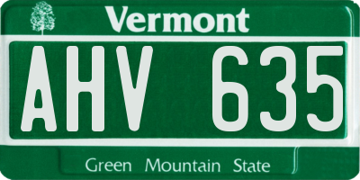 VT license plate AHV635