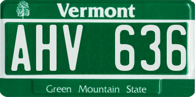 VT license plate AHV636