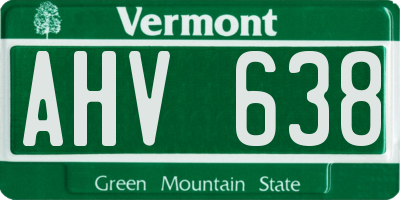 VT license plate AHV638