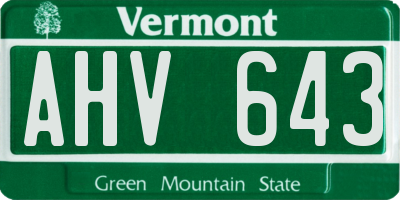 VT license plate AHV643