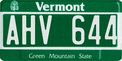 VT license plate AHV644