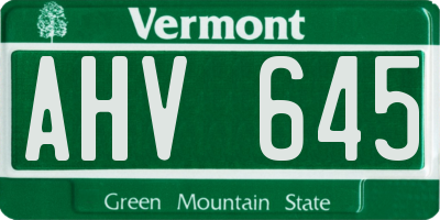 VT license plate AHV645