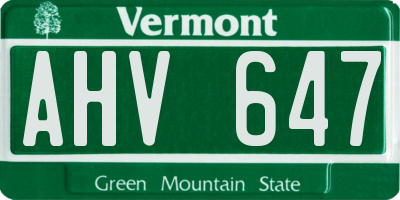 VT license plate AHV647