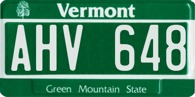 VT license plate AHV648