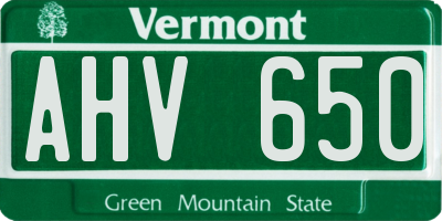 VT license plate AHV650