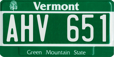 VT license plate AHV651