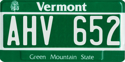 VT license plate AHV652