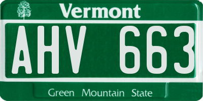VT license plate AHV663