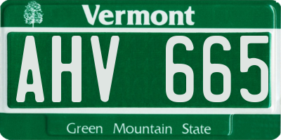VT license plate AHV665