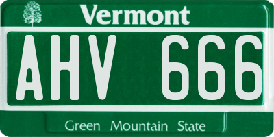 VT license plate AHV666