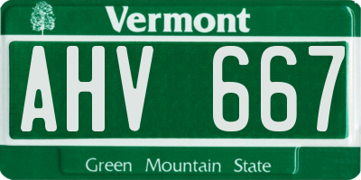 VT license plate AHV667