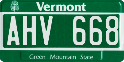 VT license plate AHV668