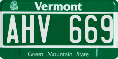 VT license plate AHV669