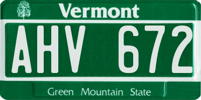 VT license plate AHV672