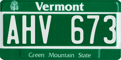 VT license plate AHV673