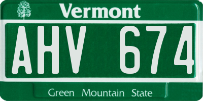 VT license plate AHV674
