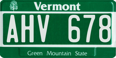 VT license plate AHV678