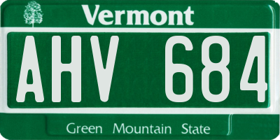 VT license plate AHV684