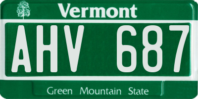 VT license plate AHV687