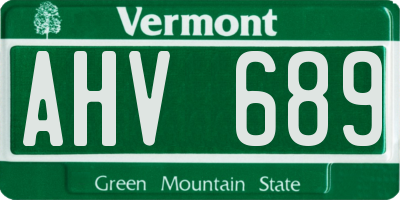 VT license plate AHV689