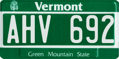VT license plate AHV692