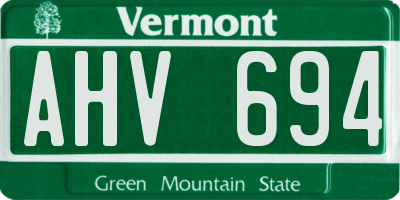 VT license plate AHV694