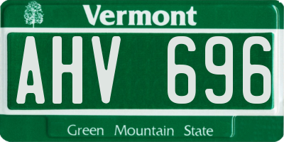 VT license plate AHV696