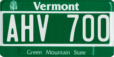 VT license plate AHV700