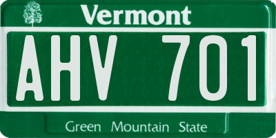 VT license plate AHV701