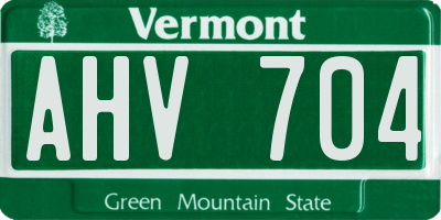 VT license plate AHV704