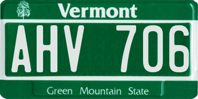 VT license plate AHV706