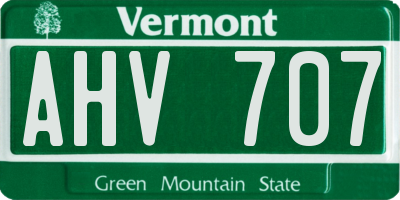 VT license plate AHV707