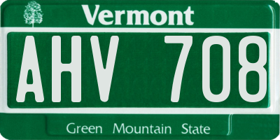 VT license plate AHV708