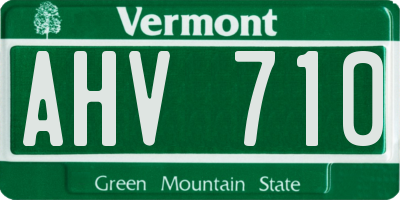 VT license plate AHV710