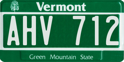 VT license plate AHV712