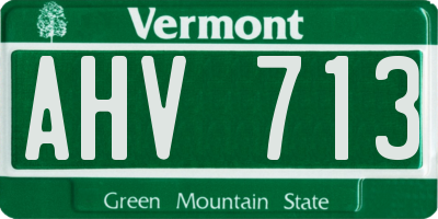 VT license plate AHV713