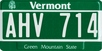 VT license plate AHV714