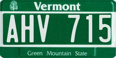 VT license plate AHV715