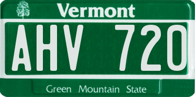 VT license plate AHV720