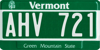 VT license plate AHV721
